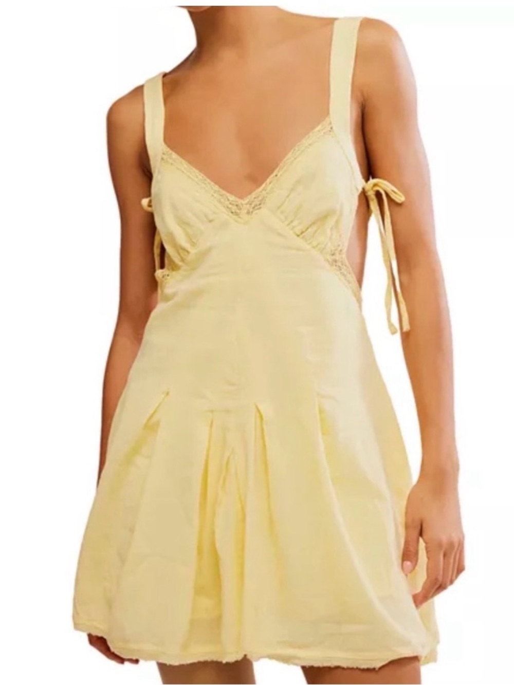 NWT Free People Vivi Yellow Cotton Mini Dress L